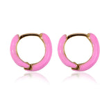 Red Pink Small Ear Circle Earrings For Women Geometric Round Ear Buckle Earrings