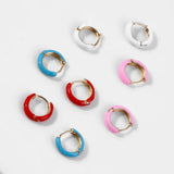 Red Pink Small Ear Circle Earrings For Women Geometric Round Ear Buckle Earrings