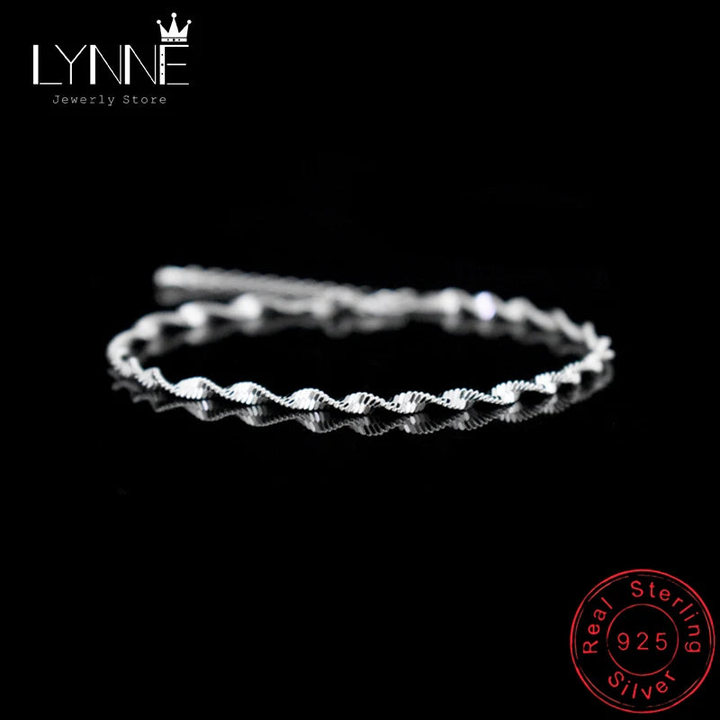 925 Silver Twisted Wave Bracelet Delicate Spin Pattern Hand Chain Jewelry