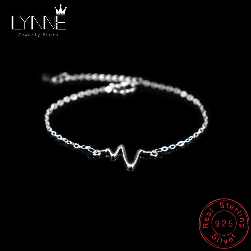 Sterling Silver Waves Bracelet Lightning Pendant for Women