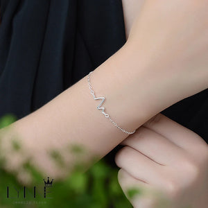 Sterling Silver Waves Bracelet Lightning Pendant for Women