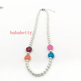 6MM Shell Pearl 14MM Heart Jades Necklace