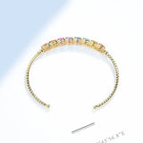 Colorful Tourmaline Zircon Cuff Bangle for Women Wedding Engagement