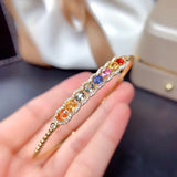 Colorful Tourmaline Zircon Cuff Bangle for Women Wedding Engagement
