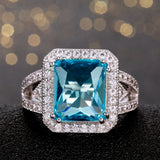 Sky Topaz Anniversary Rings 925 Silver With CZ