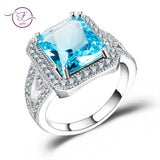 Sky Topaz Anniversary Rings 925 Silver With CZ