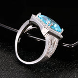 Sky Topaz Anniversary Rings 925 Silver With CZ