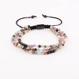 Faceted Gemstone Beads Triple Strand Bracelet, Jewelry Gift