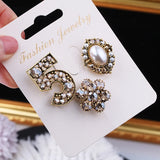Retro Pearl Crown Brooch Pin Set