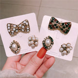 Retro Pearl Crown Brooch Pin Set