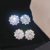 Snowflake Rhinestone Crystal Stud Earrings Wedding Jewelry