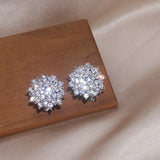 Snowflake Rhinestone Crystal Stud Earrings Wedding Jewelry