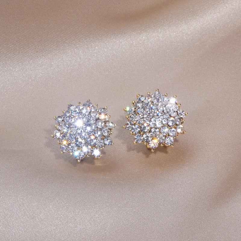 Snowflake Rhinestone Crystal Stud Earrings Wedding Jewelry