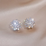 Snowflake Rhinestone Crystal Stud Earrings Wedding Jewelry