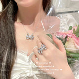 925 Silver Crystal Bowknot Jewelry Set for Women