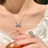 925 Silver Crystal Bowknot Jewelry Set for Women