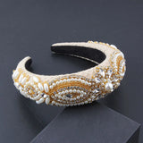 Sponge Baroque Headband Ladies Rhinestone Pearl Hairband
