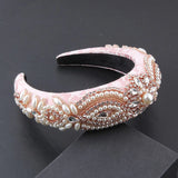 Sponge Baroque Headband Ladies Rhinestone Pearl Hairband