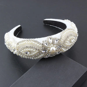 Sponge Baroque Headband Ladies Rhinestone Pearl Hairband