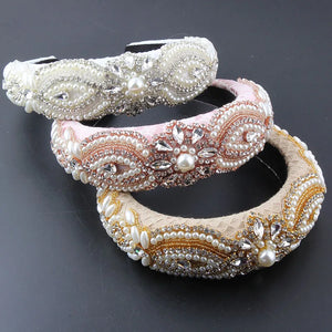 Sponge Baroque Headband Ladies Rhinestone Pearl Hairband