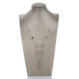 Square Shape Alloy Pendant Long Chain Necklace for Women