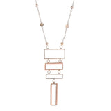 Square Shape Alloy Pendant Long Chain Necklace for Women