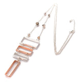 Square Shape Alloy Pendant Long Chain Necklace for Women