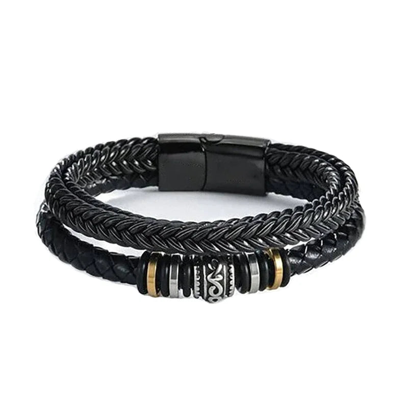 Stainless Steel Metal Leather Cord Bracelet For Women
