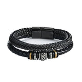 Stainless Steel Metal Leather Cord Bracelet For Women