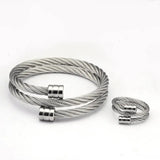 Stainless Steel Open Cuff Bracelets Chain Link Wrap Sporty Men Women Gift