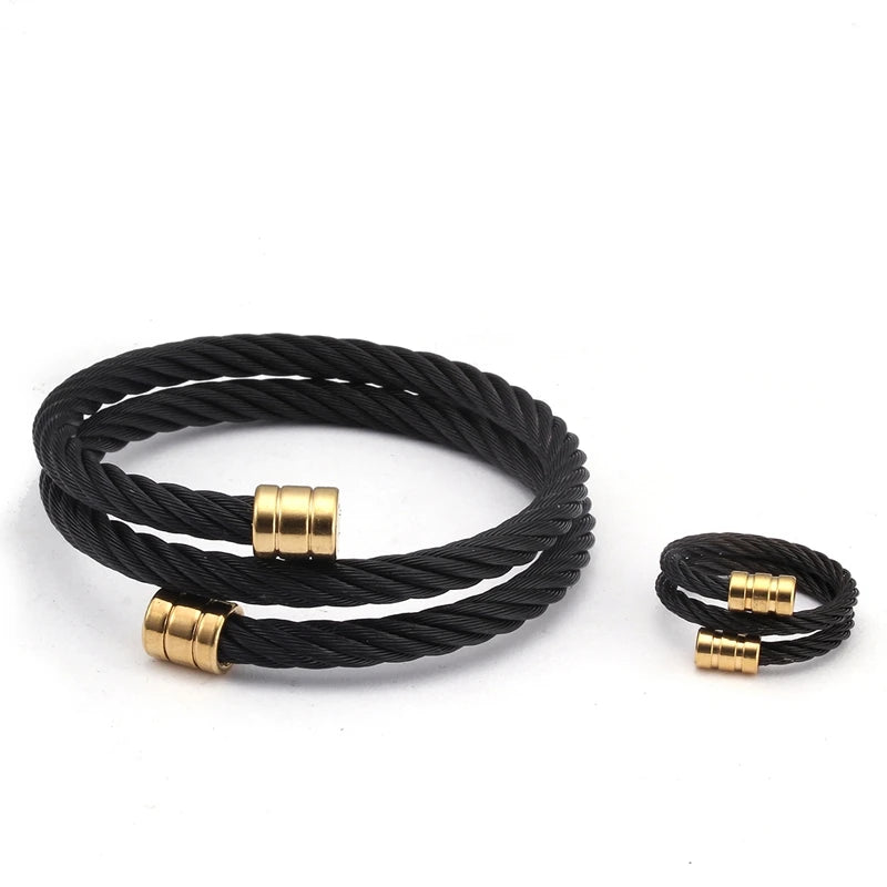 Stainless Steel Open Cuff Bracelets Chain Link Wrap Sporty Men Women Gift