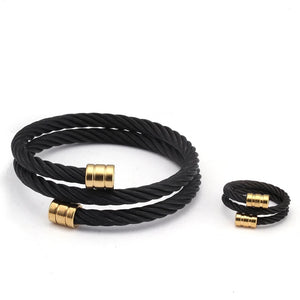 Stainless Steel Open Cuff Bracelets Chain Link Wrap Sporty Men Women Gift