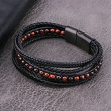 Men's Stainless Steel Magnetic Leather Bracelet