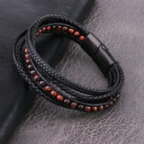 Men's Stainless Steel Magnetic Leather Bracelet