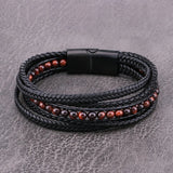 Men's Stainless Steel Magnetic Leather Bracelet