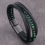Men's Stainless Steel Magnetic Leather Bracelet