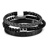 Men's Leather Bracelet Stainless Steel Roman Punk Rock Jewelry