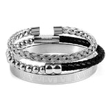 Men's Leather Bracelet Stainless Steel Roman Punk Rock Jewelry
