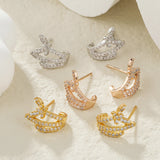 Crystal Zirconia Butterfly Hoop Earrings Tiny Pendant Water Drop Earrings