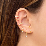 Crystal Zirconia Butterfly Hoop Earrings Tiny Pendant Water Drop Earrings