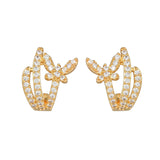 Crystal Zirconia Butterfly Hoop Earrings Tiny Pendant Water Drop Earrings