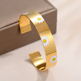 Colorful Flower Enamel Bracelet 18K Plated Bangle for Women