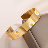 Colorful Flower Enamel Bracelet 18K Plated Bangle for Women
