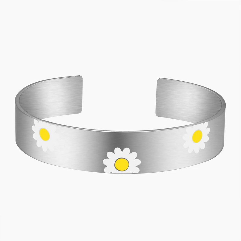Colorful Flower Enamel Bracelet 18K Plated Bangle for Women