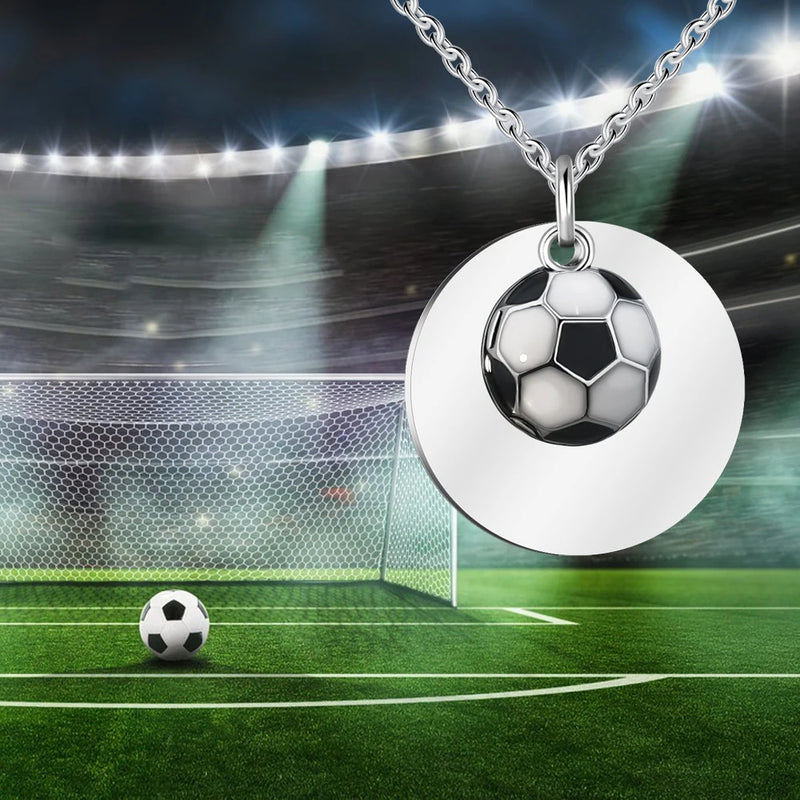 Stainless Steel Football Pendant Necklace for Men's Name Jewelry