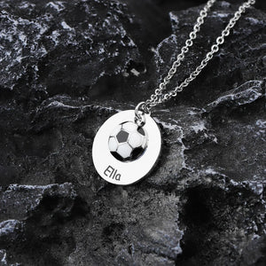 Stainless Steel Football Pendant Necklace for Men's Name Jewelry
