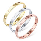Hollow Star Charm Bangles Stainless Steel for Wedding Party