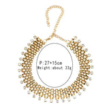 Golden Matte Statement Collar Lady Choker Neck Necklace