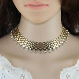 Golden Matte Statement Collar Lady Choker Neck Necklace