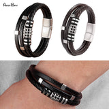 Stainless Steel Leather Bracelet Friendship Buddha Bracelet for Men